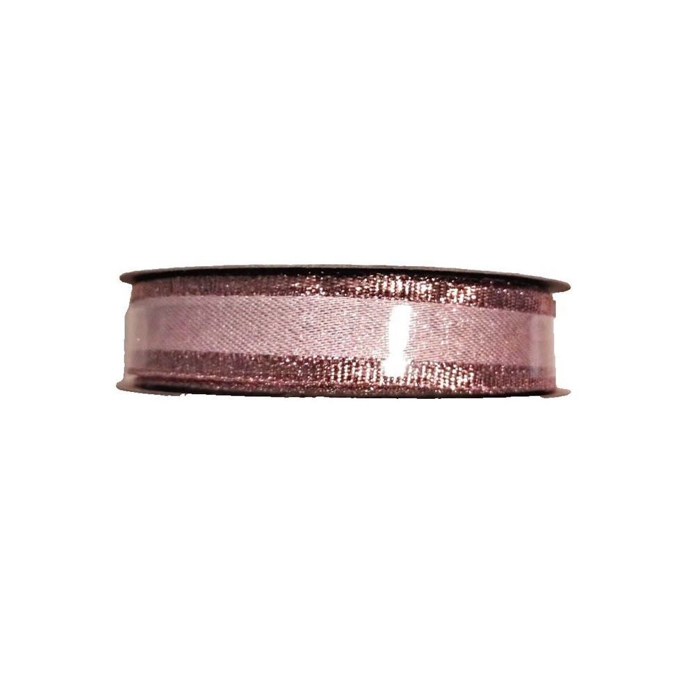 Berwick Offray Mauve Ribbon, Stacie Woven Metallic Edge Corsage Trim, 5/8" x 9'